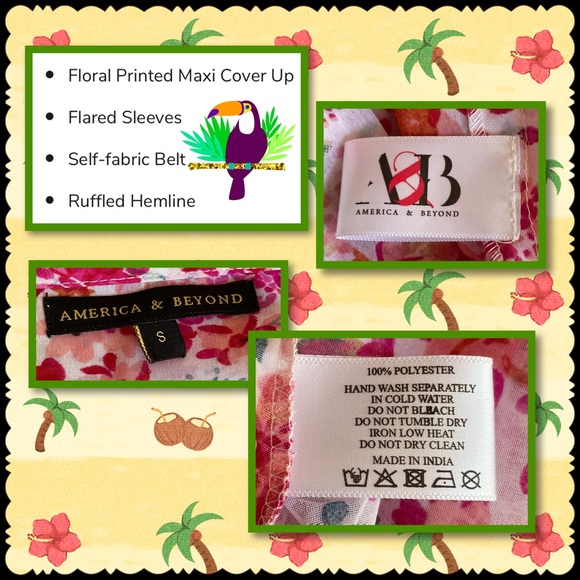 America & Beyond Floral Swimsuit Coverup NWOT - Picture 2 of 3